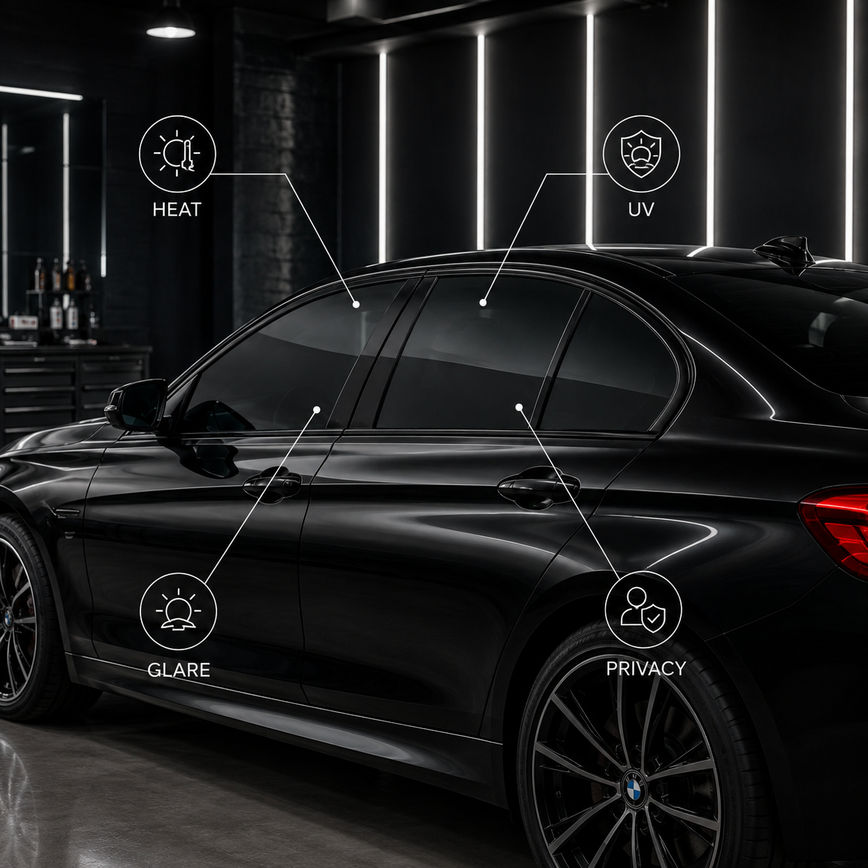 Automotive window film close-up