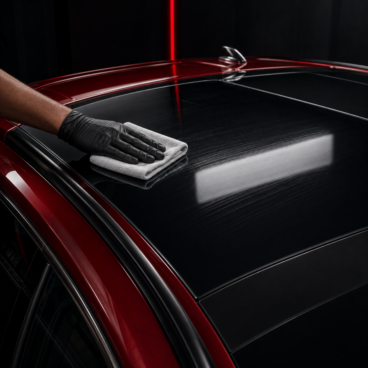 Sunroof glass cleaning and preparation